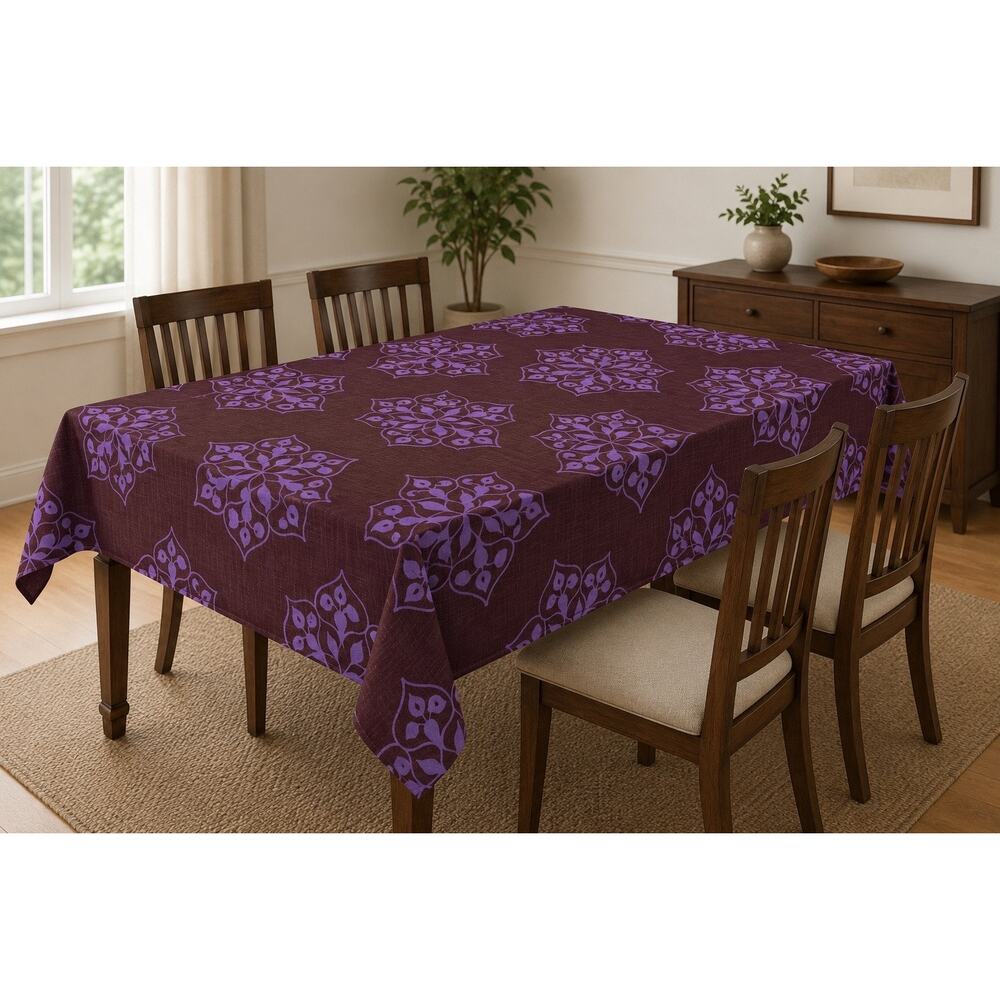John Robshaw Block Printed Medallion Print Tablecloth 50” x 90”